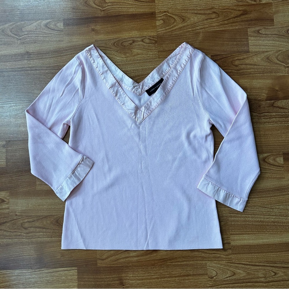 Free item: Cable & Gauge pink sweater silk trim